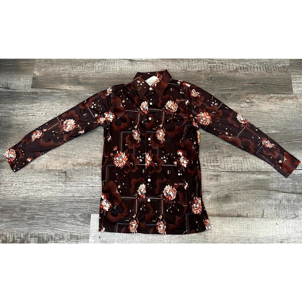 Pro Celebrity Vintage 70's‎ Floral Disco Shirt Size S Polyester